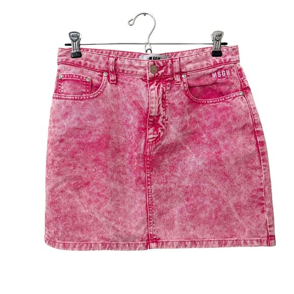 MSGM Acid Washed Denim Miniskirt Pink‎ NWOT 44 (US 10) - Picture 3 of 7